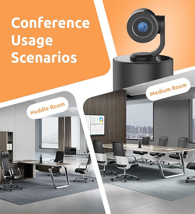 TOUCAN Video Conference Camera with 4 Noise-Cancelling Mics, Speaker, Adjutable Camera, 1080p Detachable USB Webcam Plug and Play Works with Zoom, Microsoft Teams and More, for PC/Mac/Laptop