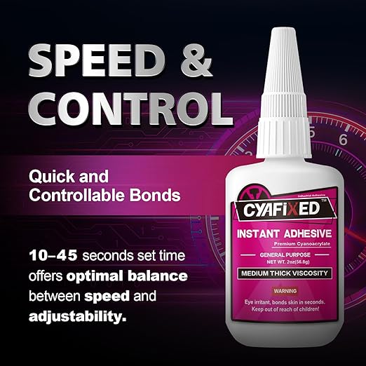 Super Glue Liquid for Plastic Ceramic Aquarium, 113.6 Gram Medium Thick All Purpose Clear Cyanoacrylate Adhesive, Heavy Duty CA Glue for Wood 3D Print Model Shoe Leather Glass Metal Rubber Craft