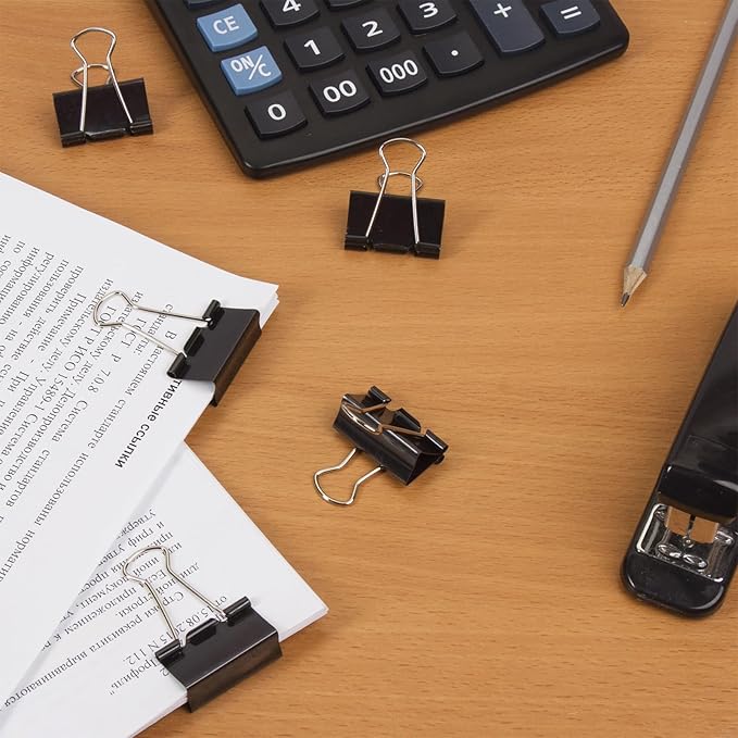 180 Pcs Small Binder Clips Black, 0.59 in/15mm Mini Binder Paper Clips, Paper Clamps for Office Supplies, Home, School,Business Document Organizing