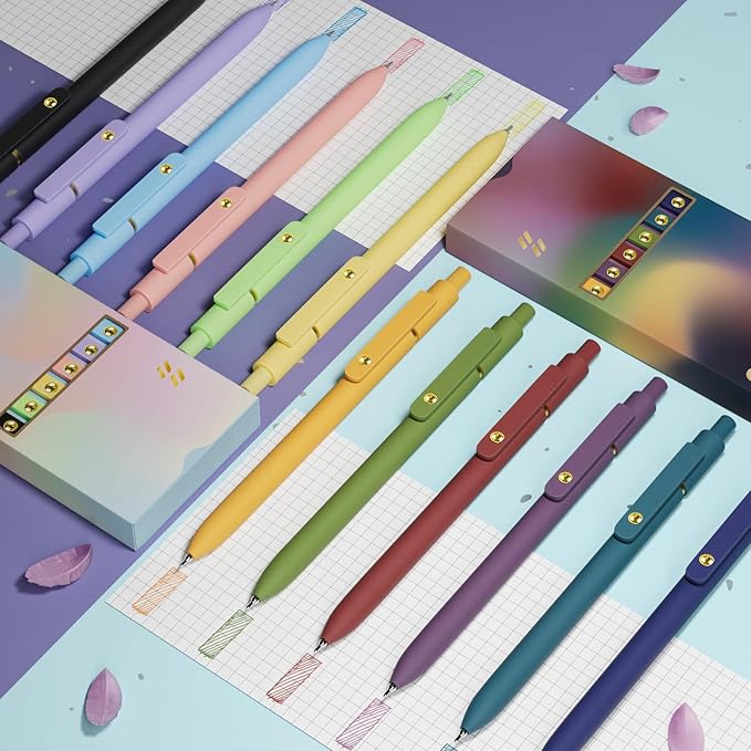 12 Pcs Colored Pens Colorful Pens 0.5mm Colored Ink Gel Pen Fine Point Smooth Writing Pen for Journaling and Note Taking Office School Supplies Gifts (12 Pcs Vibrant and Vintage Gold)