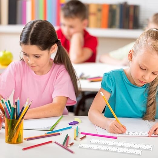 100 Pack Clear Ruler 12 Inch Bulk with Centimeters and Millimeters, Metric Rulers Measuring Drawing Tool for Kids, Ideal Back to School Office Home Supplies