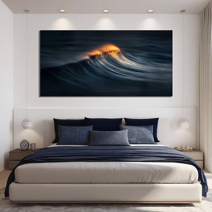 ZENPEE Black Hallway Decor and Gold Canvas Wall Art, Large Abstract Modern Wall Decor Posters for Bedroom or Living Room, 29" x 58