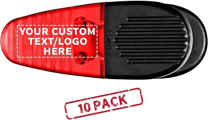 10 Magnetic Memo Holders Set - Customizable Text, Logo - Large Clip, Plastic - TRed