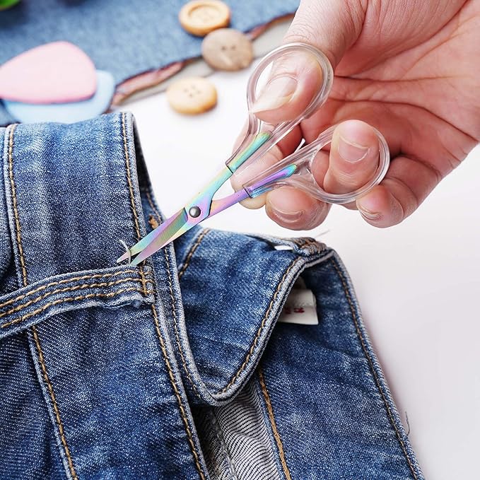 Acrylic Scissors, 4-Pack (9.4"/8"/6.8"/4"), Clear Comfort-Grip Handles, Titanium Coated Blades, Sharp, Heavy Duty, Ambidextrous, Transparent + Rainbow