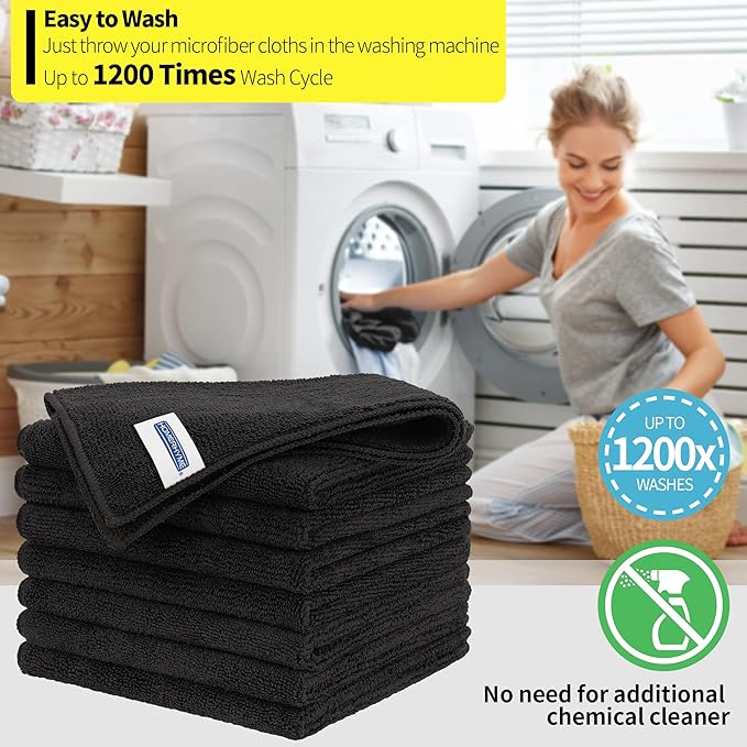 HOMERHYME Microfiber Cleaning Cloth, Premium 8 Pack Cleaning Towels, Lint-Free & Streak-Free Ultra Absorbent, 300GSM Reusable Microfiber Towel for Cars Shop Garage Home and Kitchen, 12.6" x 12.6"