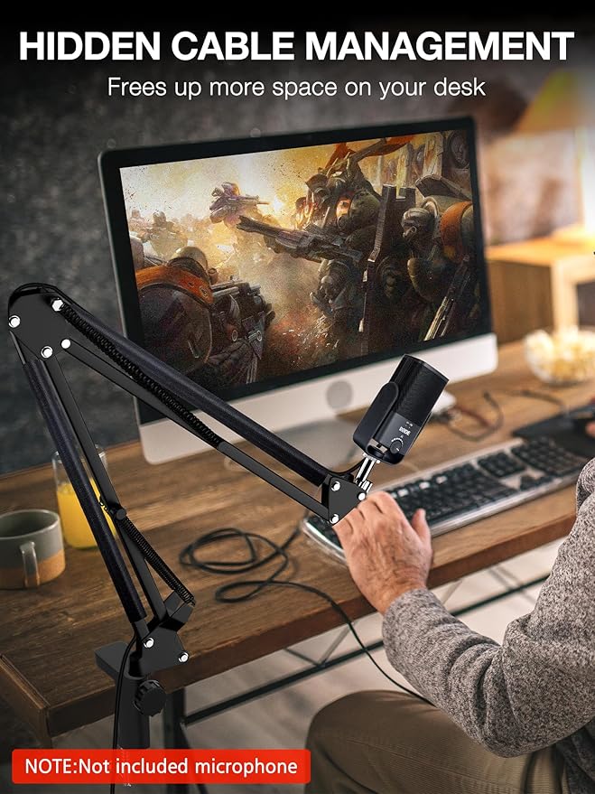 SUNMON Rode NT-USB Mic Boom Arm - Mic Arm for RODE NT-USB/NT-USB+/NT-USB Mini and Most Microphone, Adjustable Boom Scissor Arm Stand with 3/8" to 5/8" Adapter by SUNMON