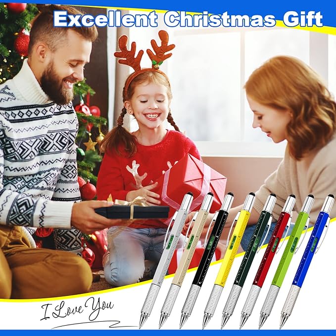 Zhanmai 168 Pcs Multi Tool Pen for Men 6 in 1 Screwdriver Gadgets Screwdriver Ruler Level Gauge Ballpoint Pen for Christmas Father's Day Birthday Gift(Multicolor)