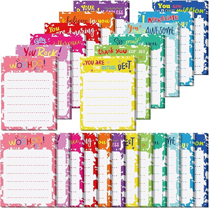 Yinder 24 Pcs Inspirational Sticky Notes Christmas Appreciation Sticky Notes Motivational Funny Memo Pads Positive Note 3 x 4 Medical Assistant Gift for Women Office(Classic,Appreciation)