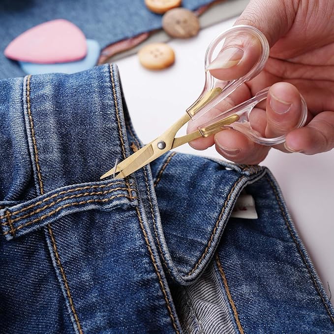 Acrylic Scissors Set, Office Scissors for Desk Gold, Clear Comfort-Grip Handles and Titanium Coated Blades, Sharp Scissors all Purpose Heavy Duty for Sewing, Art, Craft, School, Home Supplies