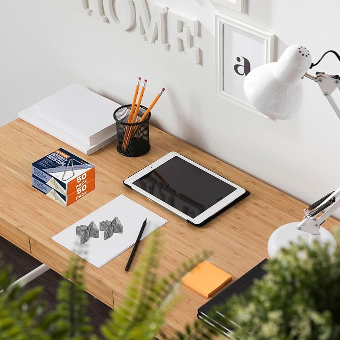 Versatile Butterfly Paper Clips | 1.4mm Thick | 1 x 1.5 Inch | 2-Pack (100 Total) | Rust-Resistant Metal Craft Clips | Office Document Holders | Sewing & DIY Organizer