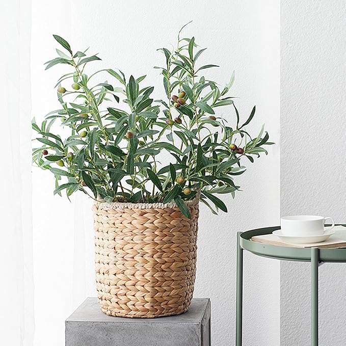 3 PCS 31.5" Artificial Olive Branch Olive Stem Artificial Branches Branchesfor Vase Tabletop Greenery Decor for Home Office Wedding Party