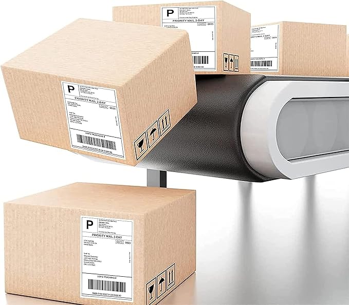 RyhamPaper 4" x 6" Fanfold Direct Thermal Labels - White Shipping Mailing Postage Labels, Perforated, Permanent Adhesive(20 Stacks - 20000 Labels)