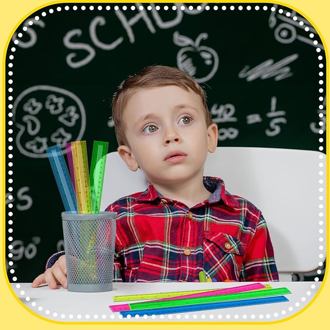 Teling 192 Pack Rulers Bulk for Classroom Transparent Colorful Metric Rulers with Inches and Centimeters 8 Colors for Kids Back to School Supplies(12 Inch)