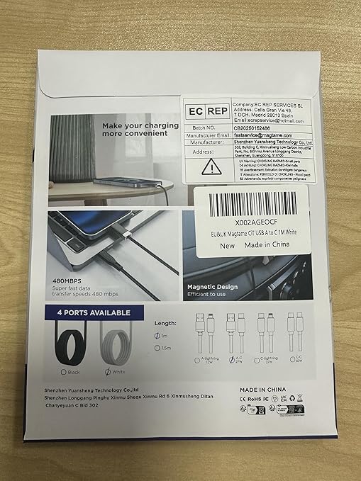 StayCable 3.3FT USB A to USB C Cable with Built-in Magnetic Holder for Nightstand, Desk and Car, 3A Fast Charging Anti-Drop Cord with 2 Adhesive Metal Plates, Braid Type-C Data Cable for iPhone 17