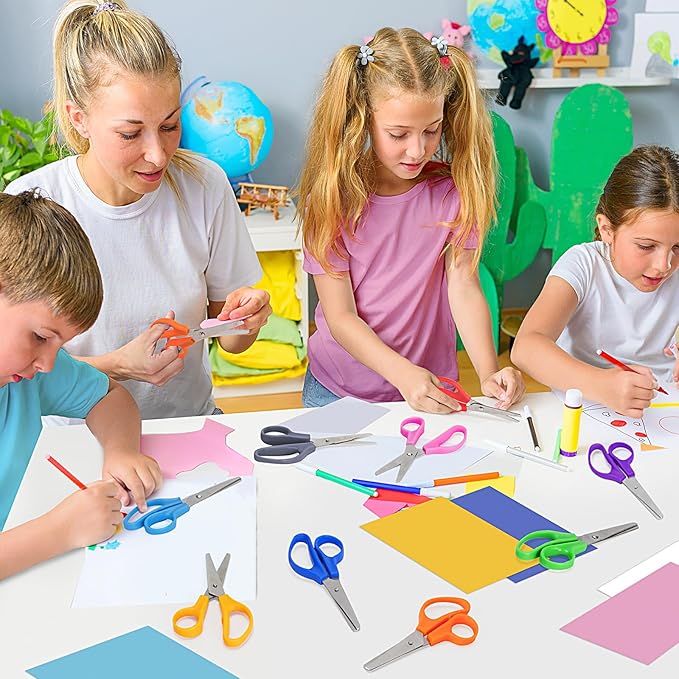 Toidgy 100 Pack Kids Scissors, 5 Inch Scissors Bulk for School, Blunt Tip Scissors for Kids Student Teacher,Kids Safety Scissors for Preschool Classroom Office Home,School Supplies Craft Cutting Paper