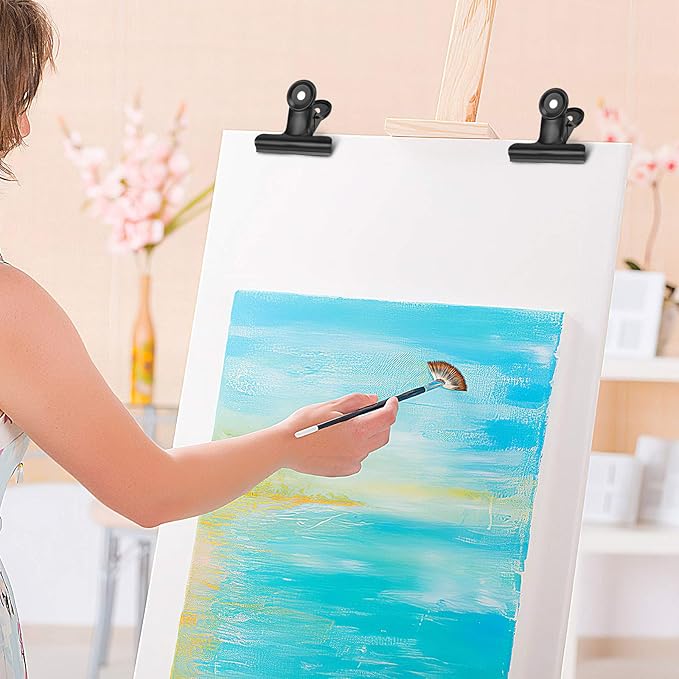 10 Pack Bulldog Clips 2.5 Inches Large Hinge Paper Clips Metal Hinge Clips for Crafts, Food Bags, Drawings, Photos at Home Kitchen & Office Usage, Black, 63mm