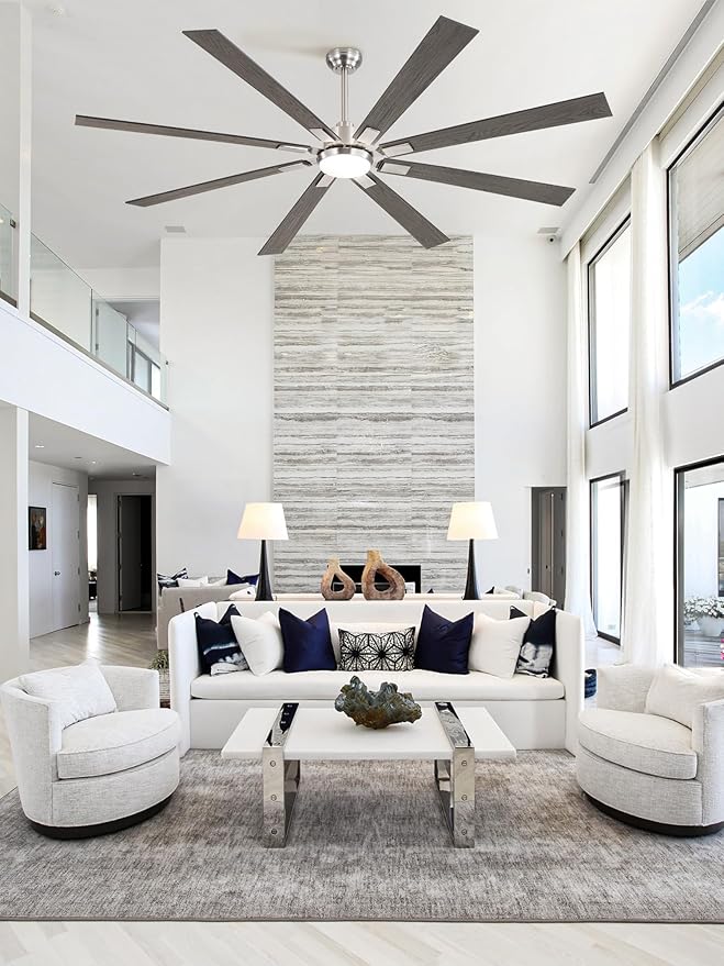 ZMISHIBO 80 inch Brushed Nickel Modern Ceiling Fans with Lights and Remote, Indoor/Outdoor Ceiling Fan for Living Room Patio, 6 Speed Reversible Quiet DC Motor, 3 CCT, Dual Finish Blades
