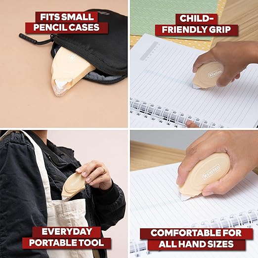 XFasten Glue Tape Roller for Scrapbooking 4-Pack Acid-Free Pastel Beige Double Sided Tape Roller for Crafts, Photos, Bullet and Junk Journaling Supplies - Scrapbook Adhesive Runner (0.3 in x 30 ft)