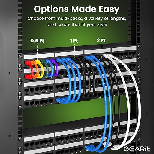 GearIT Cat 6 Ethernet Cable (24-Pack 5 Feet) Cat6 Network Patch, 10Gbps, RJ45, Snagless Cord, Gold-Plated Connectors, Internet for PC, TV, Tablet, Router, Printer, Servers, IT Data Center - Yellow