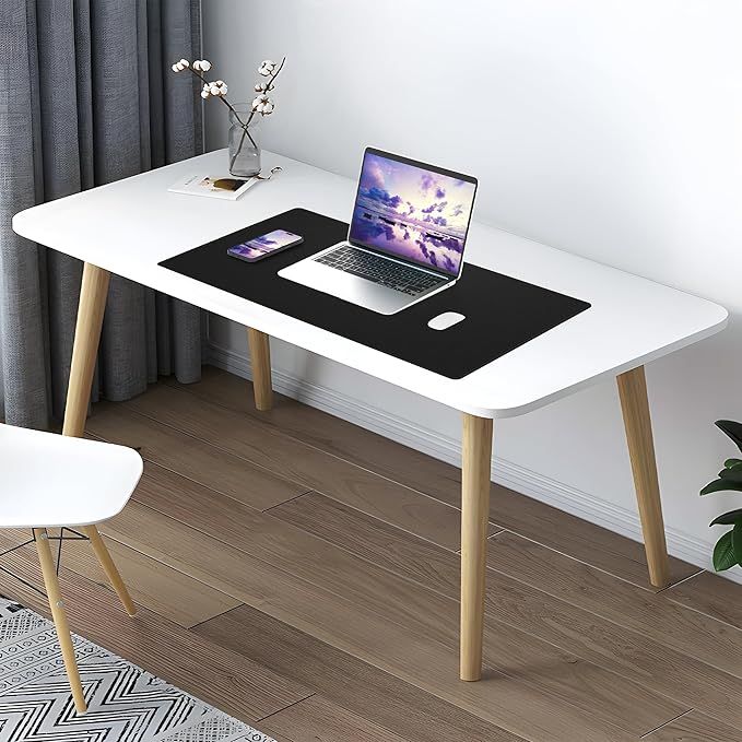 AFIING Dual-Sided Desk Pad, Natural Cork & PU Leather, Desk Mat Protector Non-Slip, Waterproof, Easy Clean,Large Mouse mats for Office and Home Work(Black, 31.5"x17")
