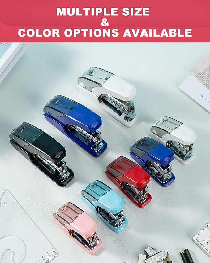 PAPERPAL Effortless Standard Stapler Set, 20 Sheet Capacity, Half Strip with Built-in Staples Storage, Includes 1000 pcs 1/4β Staples & A Staple Remover, for Office, School & Personal Use, White