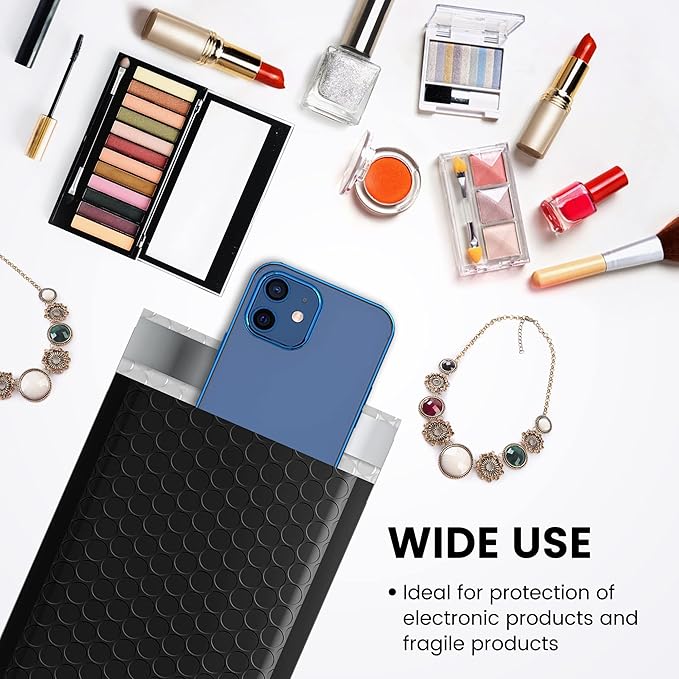 Fuxury Black Bubble Mailers 4x8" 4000 Pack, Waterproof Padded Envelopes Self Seal Bubble Envelopes, Padded Mailers for Small Business, Envelope Mailers Usable Size 4x7"