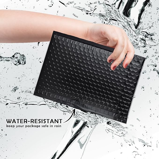 Economic Grade Poly Bubble Mailers 4x8 200 Pack Black Waterproof Self Seal Adhesive Shipping Bags, Cushioning Padded Envelopes for Shipping, Mailing, Packaging Usable 4x7