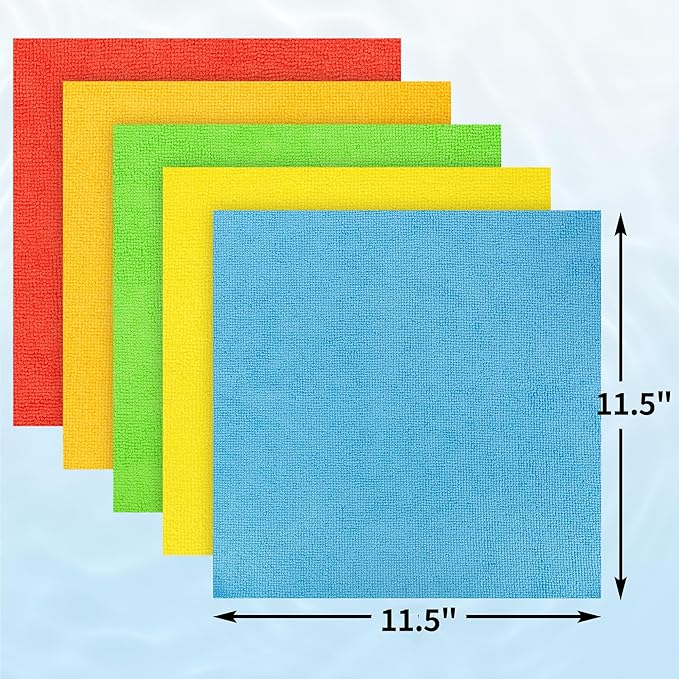 HOMERHYME Microfiber Towels for Cars, 24 Pack Microfiber Cleaning Cloths, 11.5"*11.5" Cleaning Rags Towels Bulk Absorbent Lint-Free, All-Purpose for Detailing, Office, Household Cleaning