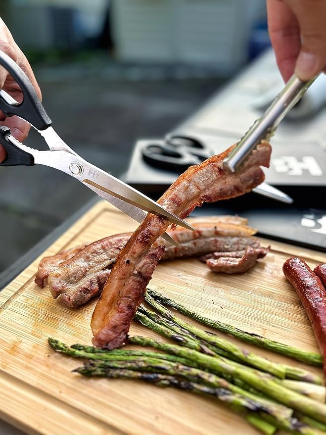 BOWERY HOME Meat Scissors - Heavy Duty Kitchen Shears - Heavy Duty Kitchen Shears - NOT MADE IN CHINA - For Cutting Food, Meat, Fish, Vegetable, Pizza (10 inches)