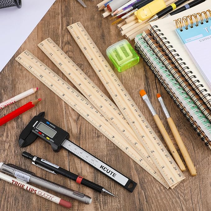 50Packs Wooden Ruler Dual Scale 12Inch/30CM Rulers Bulk Wood Measuring Ruler for School,Home,Office Teacher Supplies for Classroom