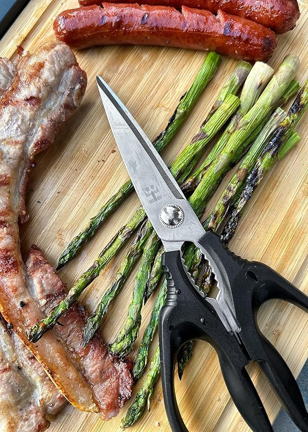 BOWERY HOME Kitchen Scissors - Heavy Duty Kitchen Shears - Lightweight Scissors - For Cutting Food, Meat, Fish, Vegetable - NOT MADE IN CHINA - Multi-purpose Kitchen Shears (8 inches)