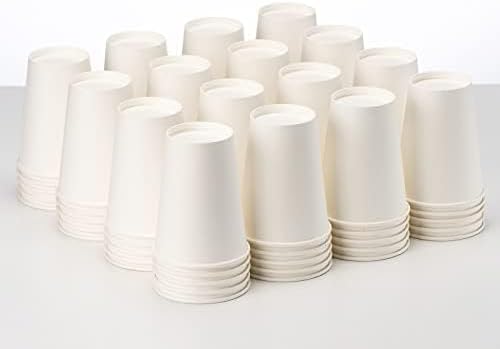 YEEHAW 12 oz 100 Pack Disposable Paper Coffee Cups, White To Go Hot Cups for Coffee, Hot Liquid, Chocolate, Juice, Hot Beverage Drinking Cup, Ideal for Cafes, Bistros, Businesses