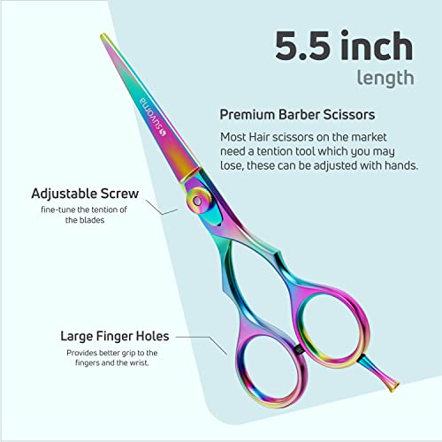 Suvorna 5.5" Multicolor Hair Cutting Scissors for Professionals, Barbers - Hair Shears for Cutting, Trimming, Grooming - Sharp Hair Scissors Professional - Right Hand Barber Scissors for Men and Women