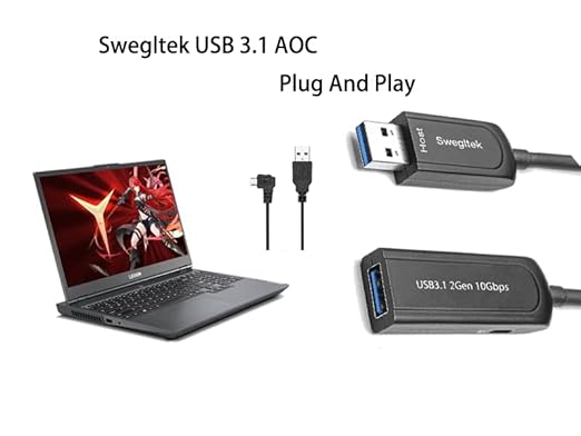 UL CMP/Plenum & CSA FT6 Rated Jacket USB 3.1 Male Female Extension Cable 65FT Fiber Optical 10Gbps Compatible with Windows Mac OS,Linux,Industrial Camera Machine Vision,Camera,Gaming…