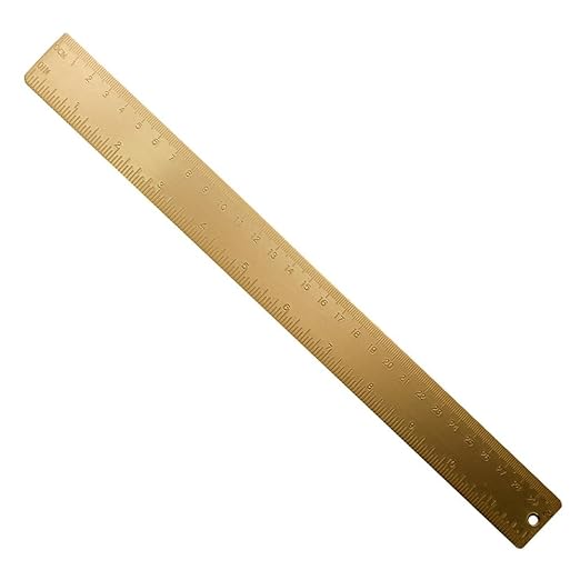 SEIWEI 12inches/30cm Brass Measuring Rulers, Dual Scales Drawing Ruler, Straight Edge Linear Measurement Ruler for Carpenters Architects, Gold
