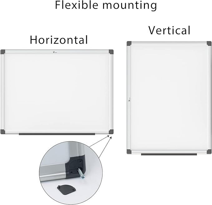 TOWON Magnetic Dry Erase Board White Board, Silver Aluminium Frame, Whiteboard for Wall with Pen Tray and Accessories for Office, Homeschool, 48 x 24 Inches