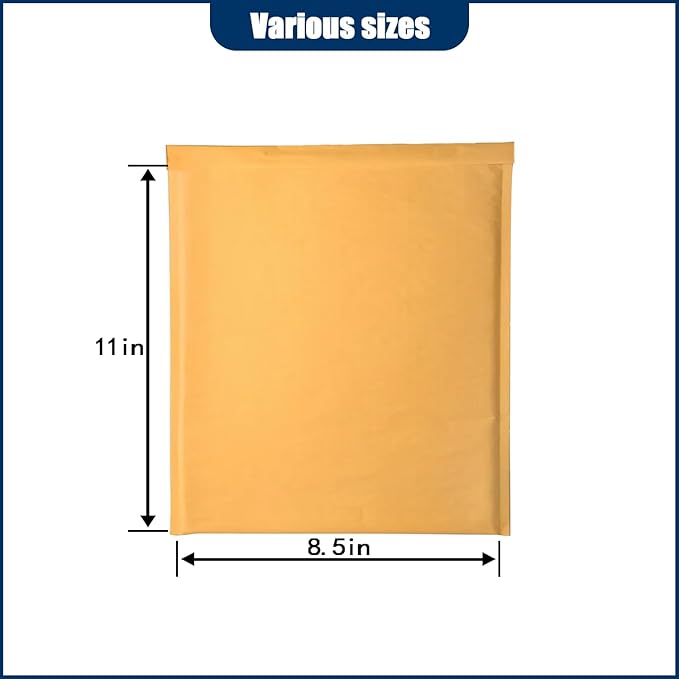 Natural Kraft Bubble Mailer Envelopes, Small Bubble Mailers 8.5x11 Inch, 100 Pack Padded Envelopes, Self-Seal Shipping Envelope,Tear-Resistant Mailing Envelope Padded