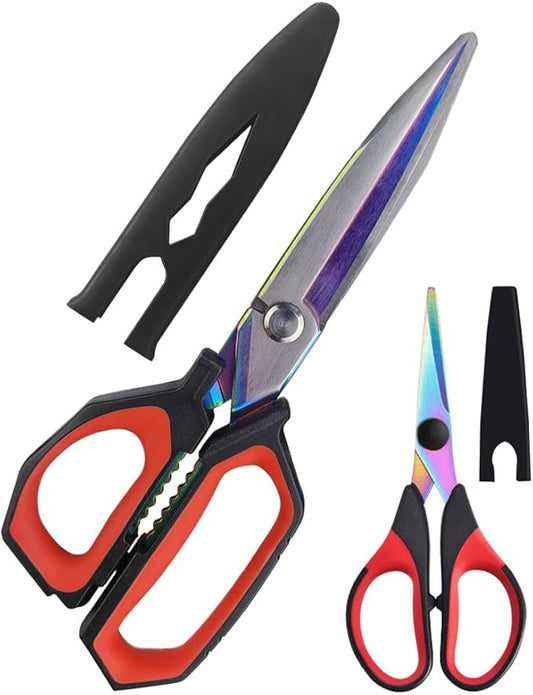 9.5" Multipurpose Heavy Duty Scissors, Titanium Coating Forged Scissors, Comfort Grip, Industrial Shears for Carpet, Wire, Leather, Fabric,Cardboard