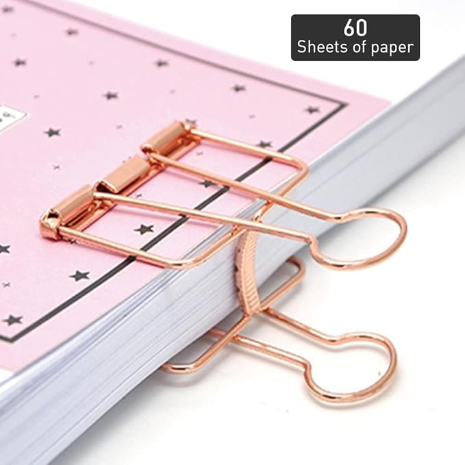 Small Binder Clips, 36 Pack, 3/4 Inch, Standard 19mm, Hollow Out Gold, Capacity 0.31 Inch, Fold Clamp, Wire Clip, Paper Clips, Office Clips, School & Home Use