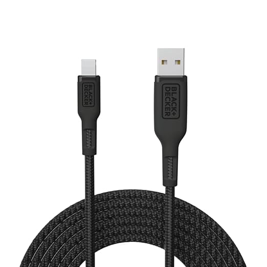 BLACK+DECKER Lightning to USB Cable - Fast Compatible iPhone Lightning Cable - Durable Braided iPhone Charger Cord - for Travel and Daily Use - Multiple Color + Length Options - 6ft