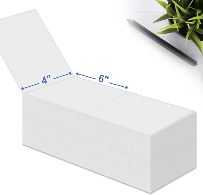 RyhamPaper 4" x 6" Fanfold Direct Thermal Labels - White Shipping Mailing Postage, Perforated, Permanent Adhesive 2000 Per Stack (8 Stacks-16000 Labels)