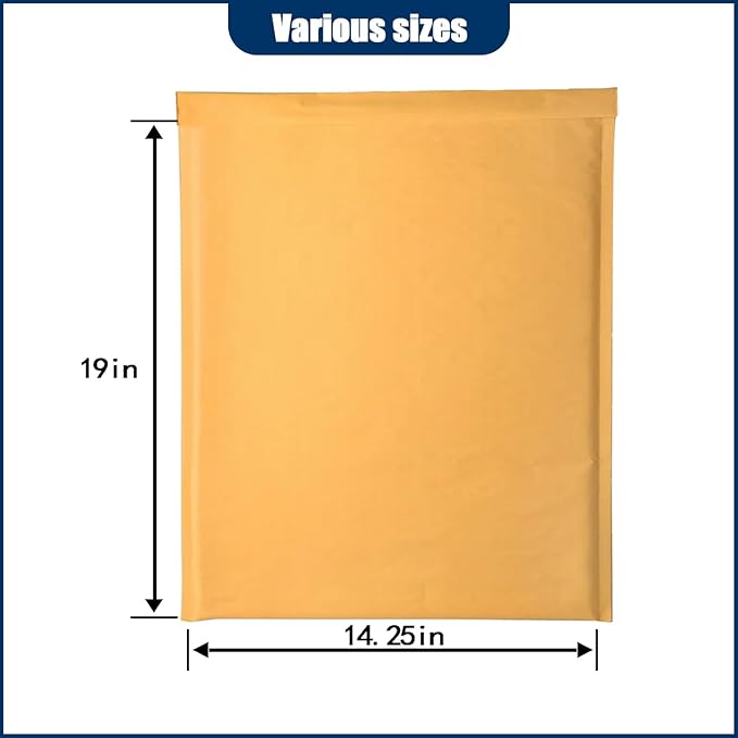 Natural Kraft Bubble Mailer Envelopes, Bubble Mailers 14.25x19 Inch, 25 Pack Padded Envelopes, Self-Seal Shipping Envelope,Tear-Resistant Mailing Envelope Padded