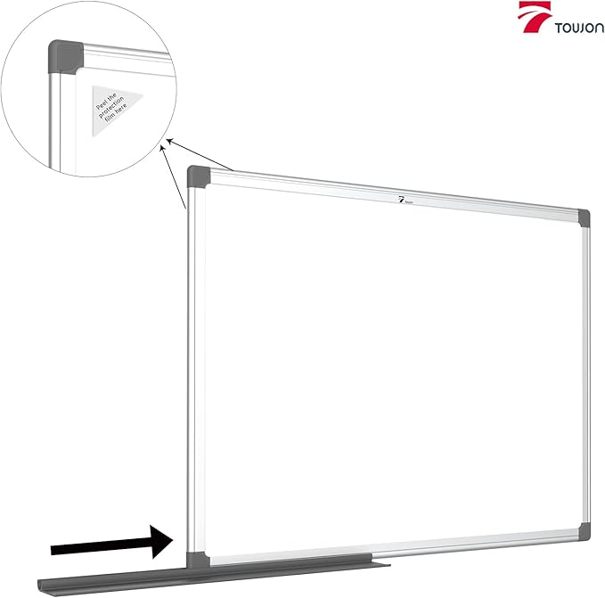 TOWON Magnetic Dry Erase Board White Board, Silver Aluminium Frame, Whiteboard for Wall with Pen Tray and Accessories for Office, Homeschool, 48 x 24 Inches