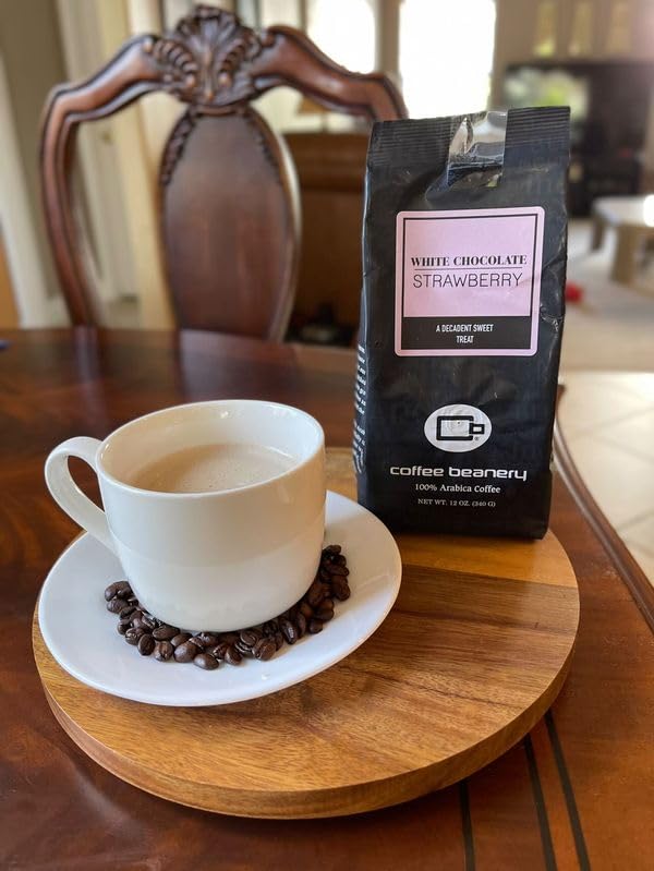 White Chocolate Strawberry Flavored Coffee, Specialty Arabica Coffee, Medium Roast, 12 ounce, Automatic Drip (Ground)