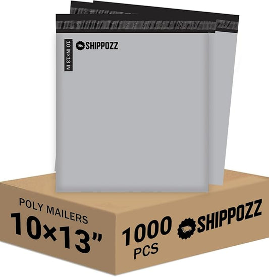10 x 13 1000pcs Shippozz Poly Mailers – Durable Shipping Envelopes with Strong Adhesive Seal, Waterproof and Tear-Resistant Design – Ideal for Clothing, Books, and Accessories