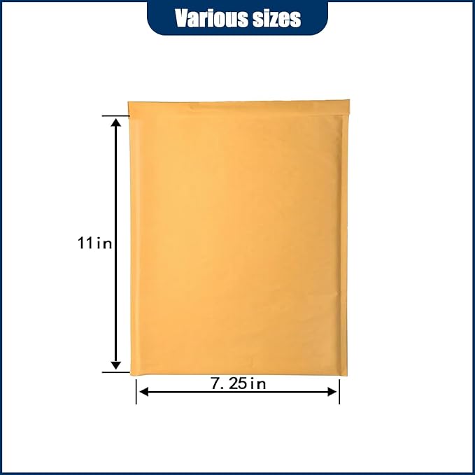 Natural Kraft Bubble Mailer Envelopes, Small Bubble Mailers 7.25x11 Inch, 100 Pack Padded Envelopes, Self-Seal Shipping Envelope,Tear-Resistant Mailing Envelope Padded