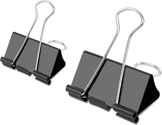 48 Pcs Large and Extra Large Binder Clips, 2 Inch Length (24 Pcs) and 1.6 Inch Length (24 Pcs)