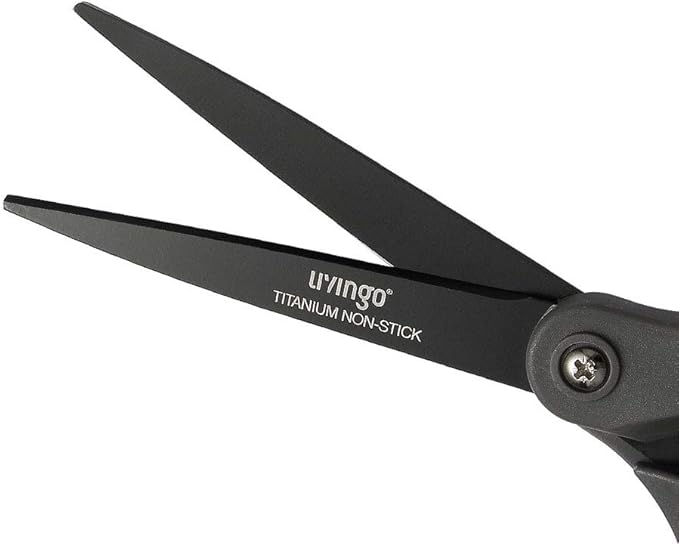 LIVINGO 2 Pack 8" Titanium Non-Stick Scissors, Professional Stainless Steel Comfort Grip, All-Purpose, Straight Office Craft Scissors for Tape, Paper, Cardboard(Green/Yellow)