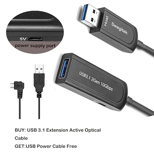 UL CMP/Plenum & CSA FT6 Rated Jacket USB 3.1 Male Female Extension Cable 65FT Fiber Optical 10Gbps Compatible with Windows Mac OS,Linux,Industrial Camera Machine Vision,Camera,Gaming…