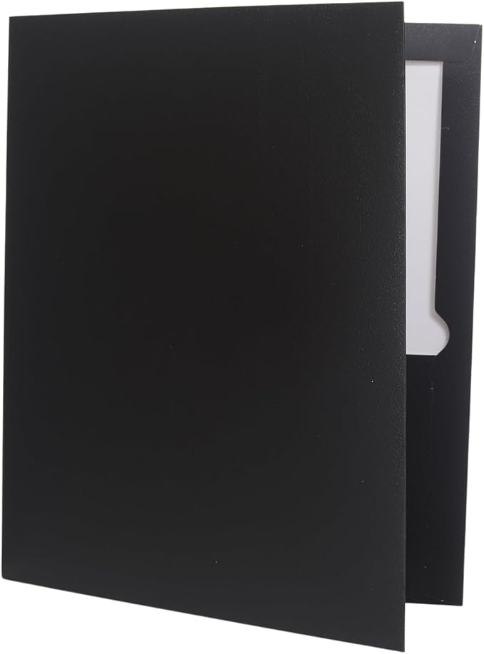 100 Pack 2 Pocket Glossy Laminated Paper Folders Letter Size First Day of School Presentation Folder Bulk Back to School Items for School Supplies Teacher Office Business Home - Black